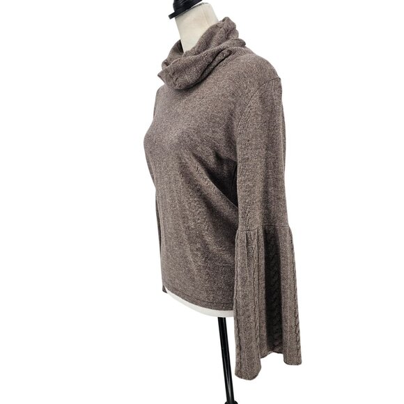 Farella Capri Cashmere Cowl Neck Sweater S Flared Cable Knit Sleeves Boho Luxury - Picture 4 of 8